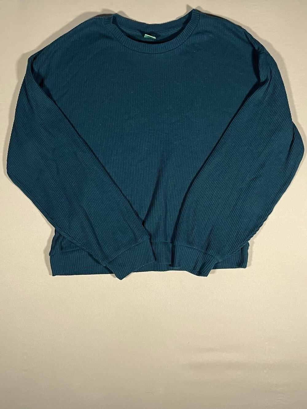 Honeydew Women’s 2-Piece Ribbed Lounge Set Long Sleeve Top & Pants Blue L